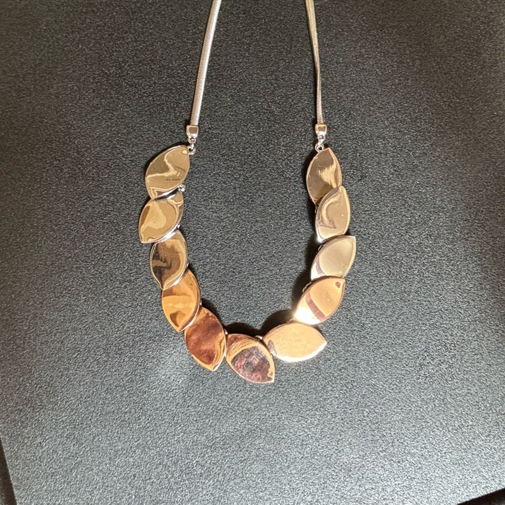 Elegant Gold and Silver Leaf Necklace